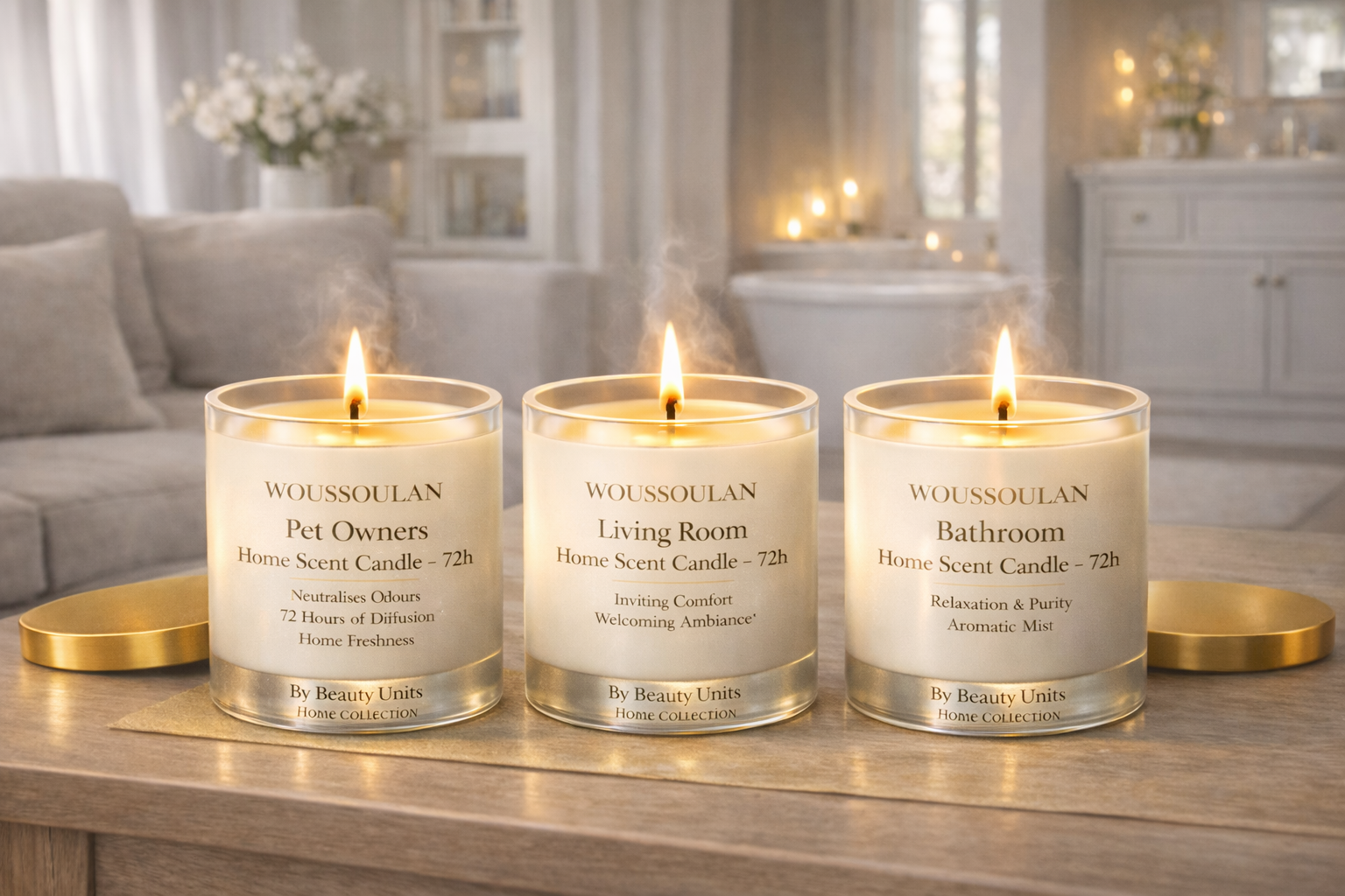 La Woussoulan Bathroom – Home Scent Candle 72h diffuse :  Une brume aromatique apaisante