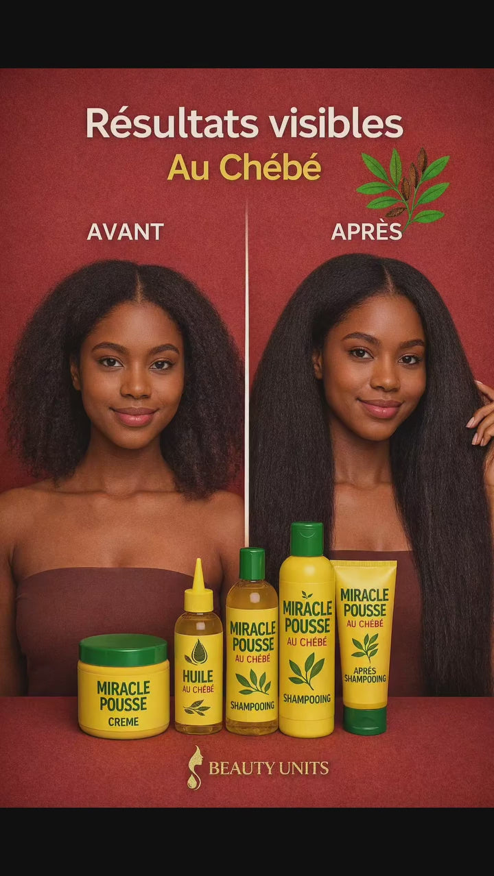 Miracle Pousse au Chébé – Gamme Complète Croissance & Fortification | Beauty Units

🌿 Résultats visibles – Cheveux plus longs, plus forts, plus denses
Inspirée des secrets capillaires africa