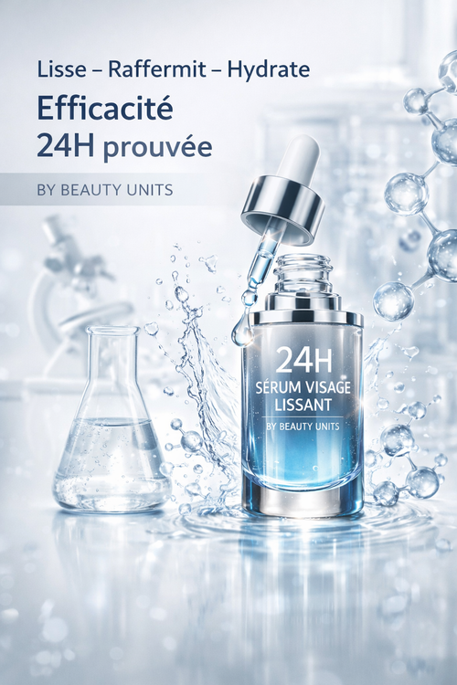 24H Sérum Visage Lissant
Lisse • Raffermit • Hydrate
Efficacité 24H prouvée
By Beauty Units
✨ 
💧 Une peau plus lisse, ferme et intensément hydratée pendant 24H.
Le 24H Sérum Visage Lissant agit