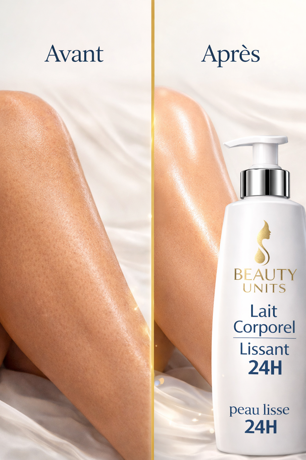 Lait Corporel Lissant 24H
Peau lisse • Hydratation longue durée
By Beauty Units
✨ 
💎 Une peau visiblement plus lisse et lumineuse pendant 24H.
Le Lait Corporel Lissant 24H hydrate intensément, l