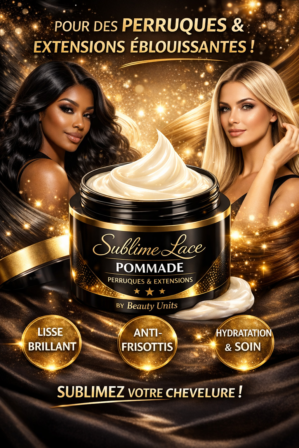 Sublime Lace – Pommade Perruques & Extensions
Lisse • Brillant • Anti-frisottis
By Beauty Units