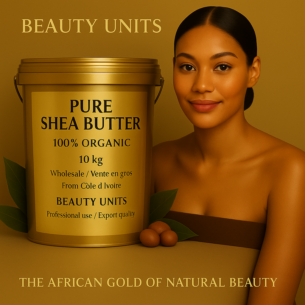 🟡 PURE SHEA BUTTER – 100% ORGANIC
Beurre de Karité Brut – Qualité Export
By Beauty Units