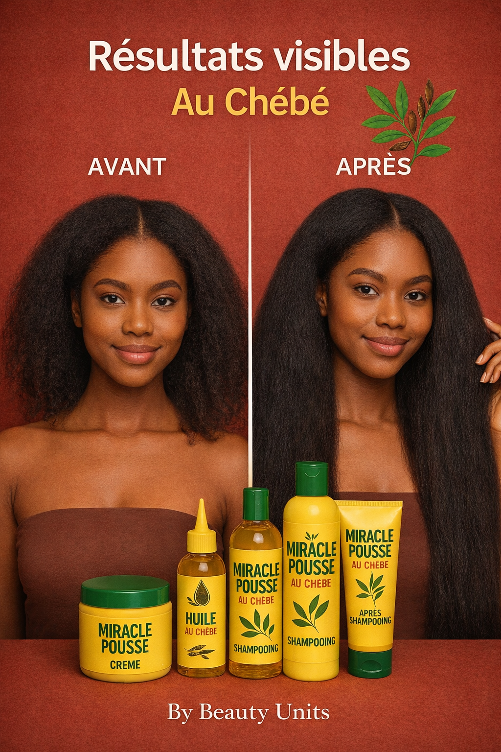 Miracle Pousse au Chébé – Gamme Complète Croissance & Fortification | Beauty Units

🌿 Résultats visibles – Cheveux plus longs, plus forts, plus denses
Inspirée des secrets capillaires africa